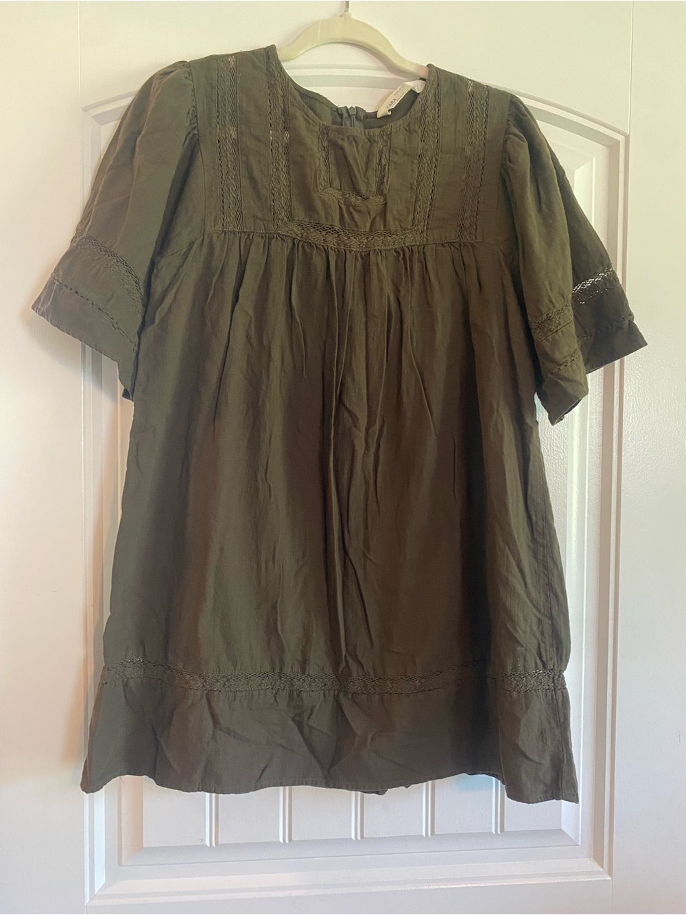 Zara Olive Green Crochet Romper Dress